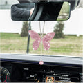 Bling Butterfly Diamond Car Accessories, Crystal Car Rear View Mirror Charms for Women, Car Decoration Lucky Gifts Hanging Interior Crystal Ornament Pendant Decor for All Cars (Pink)