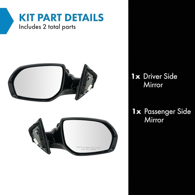 Driver & Passenger Side Power Heated Mirror Set Paint to Match Smooth Black Compatible with 2013-2016 Hyundai Santa Fe HY1320206 HY1321206