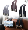 Car Seat Back Double Hook, 2026 New Car Headrest Hook, Multifunctional Headrest Hook for Convenient Storage, Auto Hooks Organizer for Handbag Purse Coat Bags (3, Black+Brown+Gray)