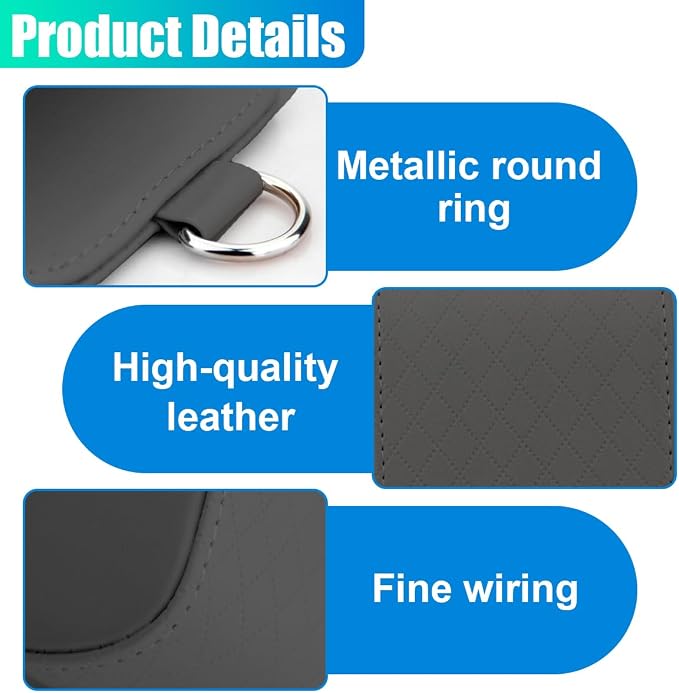 YoRise Car Air Vent Storage Bag, PU Leather Auto Hanging Storage Pouch with Hook, Portable Car Console Organizer, Vehicle Dashboard Organizer Accessories for Key, Cell Phone, Coin, Sunglasses (Gray)