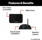 Vision S Wireless RV Backup Camera System with 4.3-Inch Monitor, 1 Rear Sharkfin, Infrared Night Vision, Wide-Angle View, Hi-Res, IP65 Waterproof, Motion Detection, Microphone - FOS43TASF