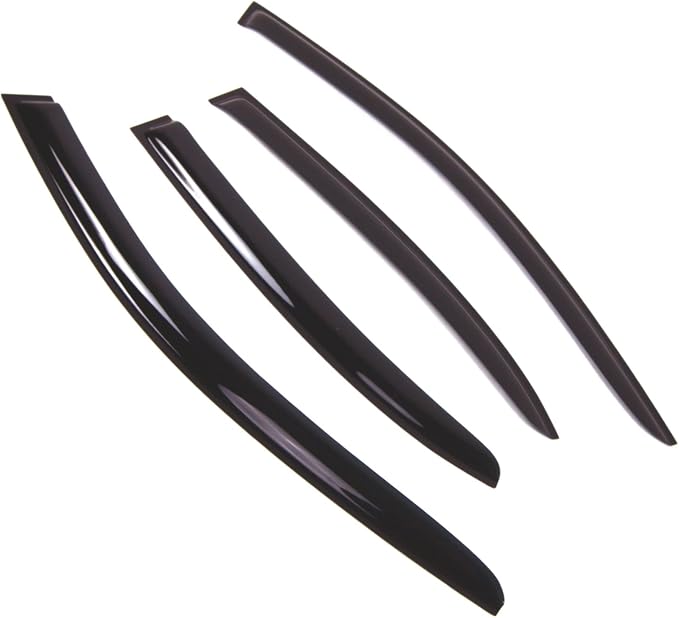 WD2-746 Dark Smoke 4 Pcs Set Window Visor (Outside Mount) Deflector Rain Guard Compatible with 2011-2016 Volkswagen Jetta Sedan