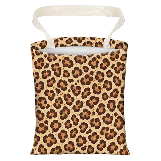 Cute Car Trash Can, Hanging Canvas Car Back Seat Organizer and Storage Bag, Funny Car Trash Bag for Travelling, Outdoor Cute Brown Leopard