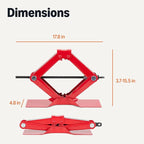 Portable Scissor Car Jack, 1.65 Short Ton/1.5 Metric Ton/1500 kg Capacity, 3.7-15.5 inch Lifting Range, Self-Locking, Red