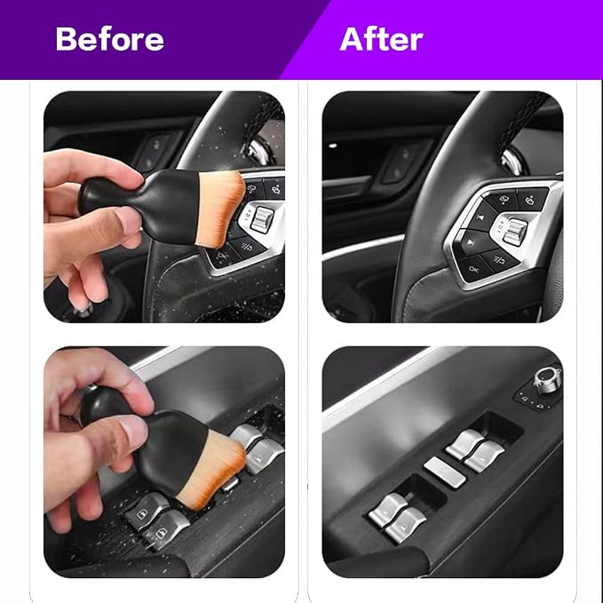 Car Interior Detailing Brush,Soft Bristle Cleaning Brush Car Detailing Brush Dusting Brush,Car Interior Cleaning Tool,Auto Detail Brush Car Dash Duster Brush (Brown with Cap)