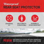 AquaShield Neoprene Waterproof Seat Covers for Trucks - Black 60/40 Split Bench Rear Seat Cover - Carseat Cover Automotive Back Seat Protector - Car Accessories for Kids & Dogs