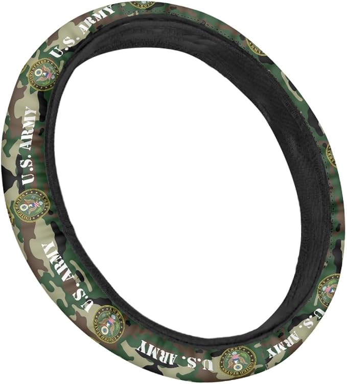 Car Accessories Compatible with US Army Steering Wheel Cover 14-15 Inch, Non-Slip Stretchable Design for Easy Installation, Comfort Grip(TZ-JD-FXPT-7)