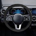 Car Steering Wheel Cover, 15 Inch Leather Anti-Slip Breathable Automotive Steering Wheel Protector, Universal Heat Resistant Vehicle Interior Accessories Cars, SUVs, Trucks(Black)