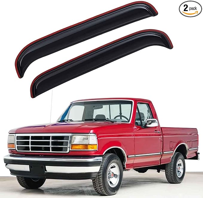 Extra Durable in-Channel Auto Vent Window Visor, Fits 1980-1996 Ford Bronco & Ford F-150/F-250/F-350; 1997 F-250 HD, Regular Cab/SuperCab/SuperCrew, Original Wind Deflector, Smoke, 2-Pcs