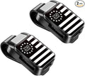 2 Pack Sunglasses Holder for Car, One-Handed-Operation Visor Sunglass Holder Clip, Easy Access Storage for Driving,Universal Fits (Black-White-250 Anniversary USA Flag)
