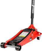 Floor Jack 2.5 Ton Low Profile Capacity Fast Lift Service Jack Steel Heavy Duty Hydraulic Car Jack with Dual Pistons Quick Lift Pump for Sport Utility Vehicle, Lifting Range 3.5"-19.5",Red