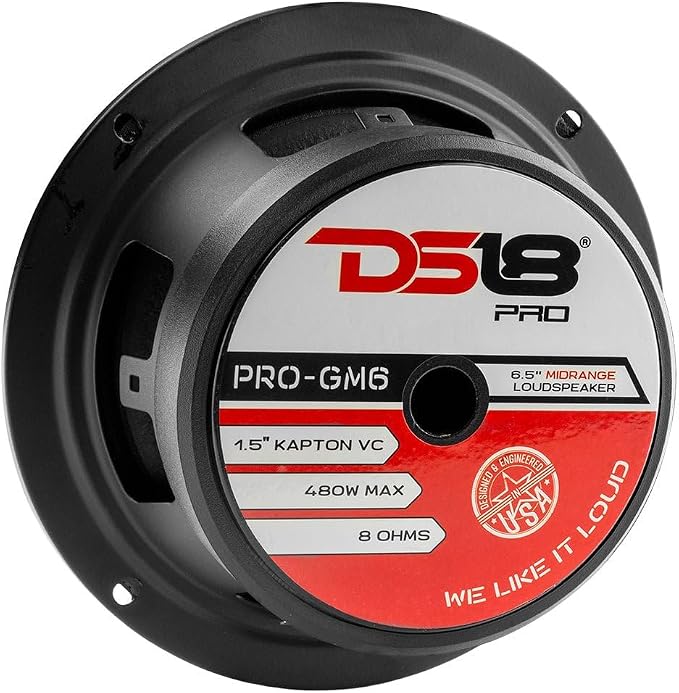 PRO-GM6 Loudspeaker - 6.5", Midrange, Black Steel Basket, 480W Max, 140W RMS, 8 Ohms - Premium Quality Audio Door Speakers for Car or Truck Stereo Sound System (1 Speaker)