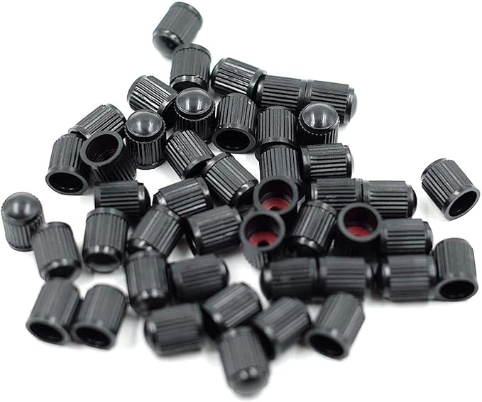 50 Pack Tire Valve Caps, Plastic Valve Stem Caps with O Rubber Seal, Universal Stem Covers for Cars, SUVs, Bike and Bicycle, Trucks, Motorcycles, Airtight Seal Dust Proof, Black 5 Dollar Item
