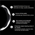 Ultra Fine Carbon Fiber Leather Steering Wheel Cover, Anti Slip and Sun Protective Protect The Steering Wheel, Easy to Install,Universal of 14.5"-15" (White)