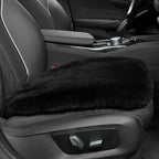 Genuine Sheepskin Auto Seat Pad, Australian Soft Wool Seat Cover Breathable and Sweat-Wicking Comfort Warm Universal Fit,19.2 inch x19.2 inch (Front seat Cushion 1pc, Black)