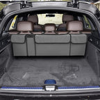 Car Trunk Organizer, Backseat Hanging Large Storage with Adjustable Straps, Waterproof Collapsible Cargo Bag with 4 Pockets, Sturdy Space Saver Frees Trunk Floor for SUV, Truck, MPV
