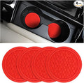 Mandark 4PCS Car Cup Holder Coasters, 2.75 Inch Non-Slip Insert Water Bottle Holder Pads, Dustproof Automotive Interior Accessories Mat, Universal for Vehicles, Trucks, RVs and More (Red)