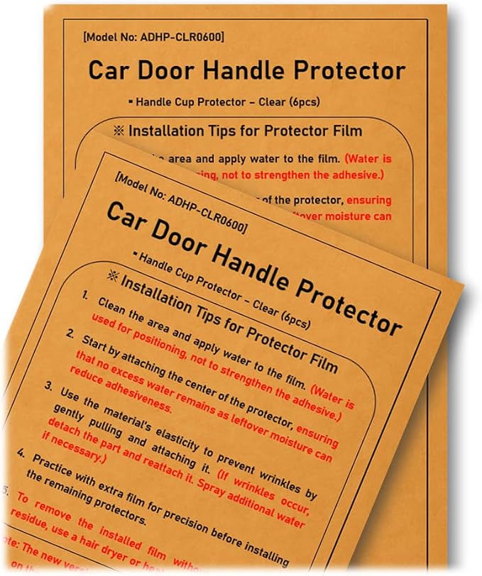 6pcs Customized Car Door Handle Cup Protector Made with 3M Paint Protection Film Series, Sticker/Guard, Clear(Transparent), Anti Scratch, Universal Fit for Most Cars (Clear/6pcs)