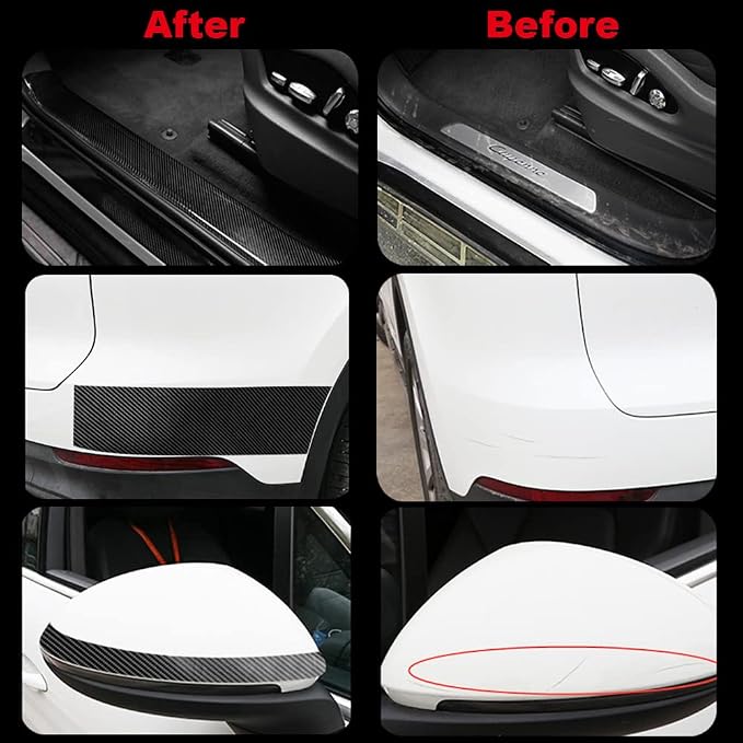 Car Door Edge Entry Guards Sill Protector Automotive Tape (Black, 2in*33FT) | 5D Carbon Fiber Vinyl Wrap Film Paint Threshold Scuff Plate Protectors Anti-Collision Universal for Most Vehicles