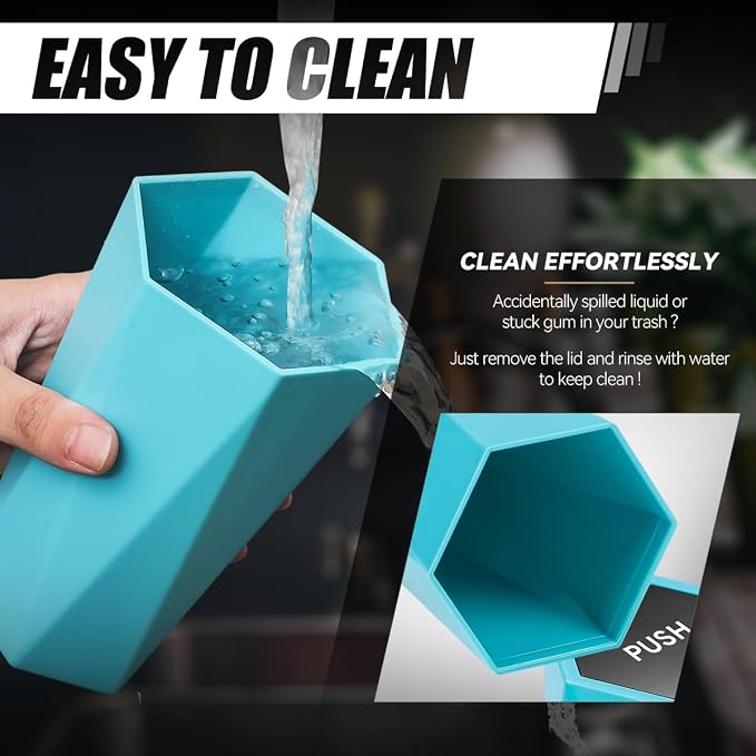 Car Trash Can with Lid, Blue Black Car Garbage Can Cup Holder for Interior, 2 Pack Mini Leakproof Garbage Can with 30Pcs Trash Bags, Multipurpose Storage Organizer for Vehicle Home Office