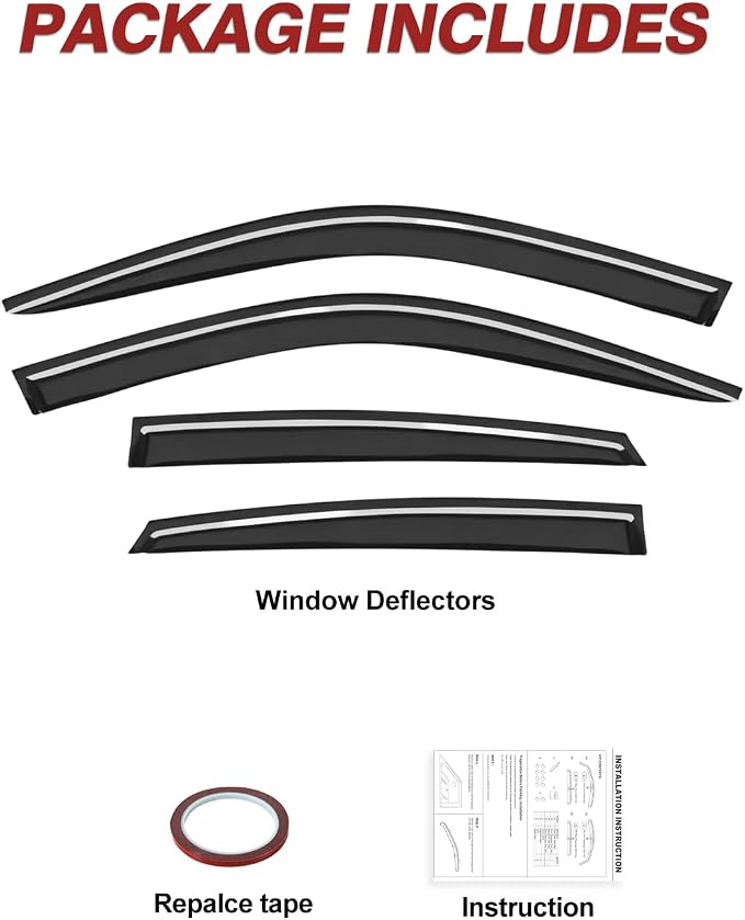 Out-Channel Window Rain Guards Fit for Honda Civic Hatchback 2022-2026,Extra Durable Window Visors Wind Deflector Dark Smoke Vent Shades Car Tape-on with Thicker 4PCS