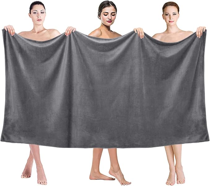 Bath Sheet Towels Set of 2, Extra Large Microfiber Towel for Adult, 40" x 80",Oversized, Soft Super Absorbent Fast Drying, Perfect for Shower, Sauna, Gym, Beach, Sport, Fitness, Yoga, Grey