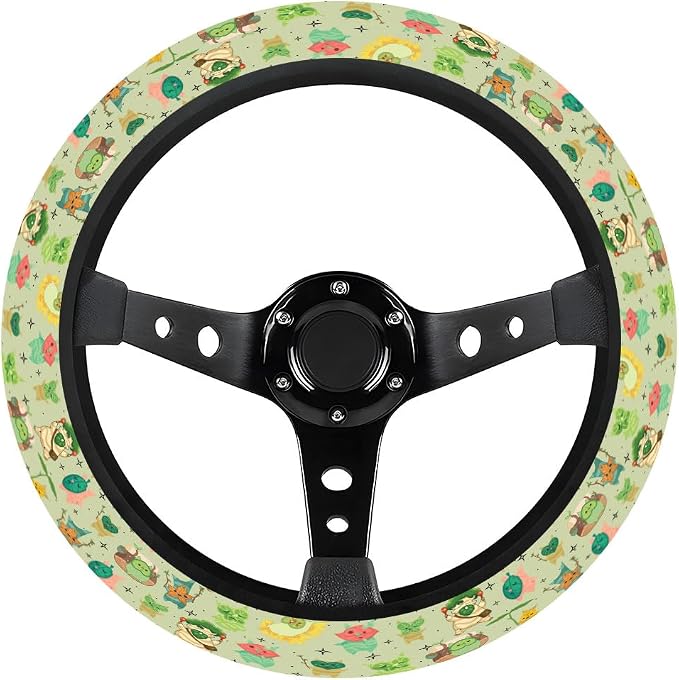 Leaf Mask Spirits Steering Wheel Cover, Non Slip Polyester Car Wheel Protector for Car SUV Truck, Universal 15 Inch