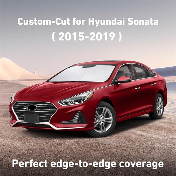 Windshield Sunshade Compatible for Hyundai Sonata 2015-2017 2018 2019, Sun Visor for Front Windshield & Window Sun Shade Cover, UV Heat Blocker & Protector, Car Accessories