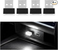 4PCS USB LED Car Interior Atmosphere Lamp, Portable Mini, White | 5V USB-A plug-in, soft accent glow, no wiring, decor night light, car accessories for cars, SUVs, trucks