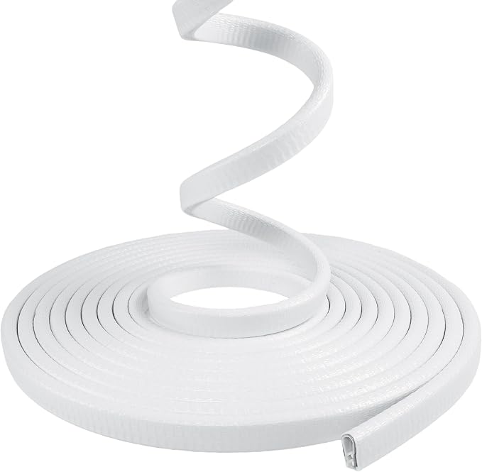 Edge Trim White U-Channel Rubber Trim Edge with Steel 1/2" X 3/8" - Fit Gap 3/64" to1/4 Car Door Edge Sealing Strip PVC Weather Stripping with Metal, Metal Edge Protector, 28FT