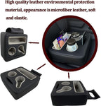Car Back Seat Cup Holder, Leather Non-Slip Vehicle Rear Seat Drinks Tray Storage Organizer, Automotive Backseat Cup Holder Tray Expander, Universal for SUV Automobile Truck