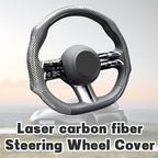 Zpana Carbon Fiber Car Steering Wheel Cover, Leather Non-Slip Vehicle Steering Wheel Cover for 14.5-15 Inch, Comfortable Auto Interior Protector Decoration Accessories, Universal Fit(Silver)