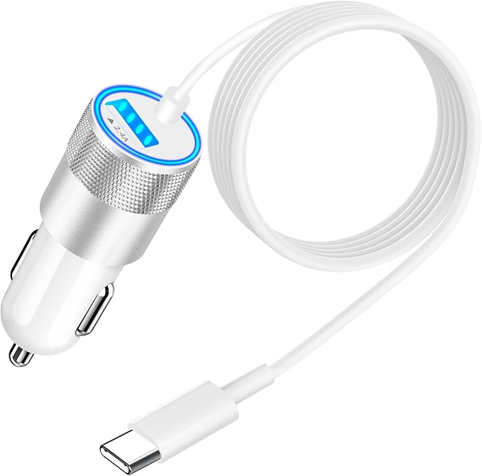[Apple MFi Certified] iPhone 16 Car Charger Fast Charging, Caiinei 4.8A USB Car Power Cigarette Lighter USB-C Car Charger Adapter + 6FT Type-C Cable for iPhone 16 Pro/16 Plus/16 Pro Max/15/15 Pro/iPad