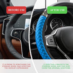 Bling Soft Leather Steering Wheel Cover, Steering Wheel Protector, 15 Inch Rhinestones Car Elastic Protector with Crystal Diamond for Women Girls, Car Accessory for Vehicles (Blue)