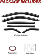 6pcs Outside-Mount Window Rain Guards Fit for 2014-2023 Jeep Cherokee, Extra Durable Window Visors Wind Deflector Dark Smoke Vent Shades Car Tape-on 6-pcs with Thicker