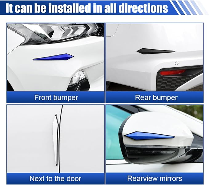 4PCS Car Door Edge Guard Protector, Self-Adhesive Vehicle Rearview Mirror Anti-Collision Strip, PVC Anti-Scratch Bumper Trim Guard, Universal Auto Body Accessory for Car SUV Truck (Black)