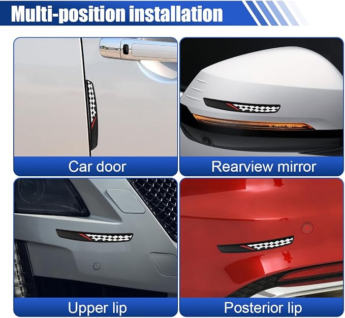 Craedli 6PCS Universal Car Door Edge Guards, Anti-Scratch Auto Bumper Body Protector Trim Guard Car Door Anti-Collision Strips, Self-Adhesive Auto Side Rearview Mirror Protector Sticker(Grid)