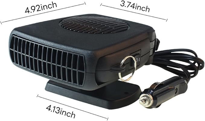 Portable 12v Heater, 200W Fast Heating Fan, Plug into Cigarette Lighter 360 Degree Rotation for Car Windshield, Defroster Defogger Car Heater