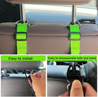 Car Headrest Hooks, Backseat Storage Organizer Hangers, Universal Vehicle Seat Back Hooks, 4 Pack (brightgreen)