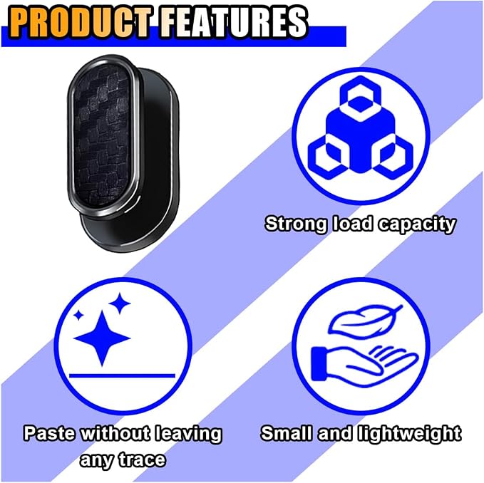 Car Mini Hooks, Multifunctional Strong Self-Adhesive Backseat Hangers, Wall Hanging Hooks, Universal Hook Stickers, Car Interior Accessories for Key Charging Cable Earphone (8PCS Carbon Fiber)