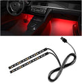 Wevdn Car Interior LED Strip Light, 12V 24 LED Waterproof Neon Ambient Night Light with USB Port, Automotive Atmosphere Decorative Under Dash Lighting Kit, Car Accessories (Red)