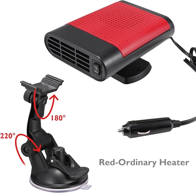150W 12V Car Heater, Fast Heating 3-in-1 Portable Auto Defroster & Defogger with 360° Adjustable Vent, Quick Heat Fan for Windshield Winter Warming