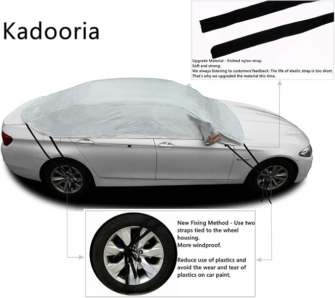 Safe View Half Car Cover Top Waterproof/Windproof/Dustproof/Windshield Cover Snow Winter Summer (Sedan 3L)