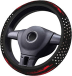 Red Black American Flag Elastic Steering Wheel Cover, Non-Slip Breathable Neoprene Steering Wheel Covers, Men Car Accessories, Universal 15 Inch Fit Auto, Suvs, Truck