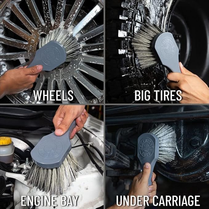 ACCG09 Wheel Works Medium Duty Wheel & Body Brush, (Safe for Cars, Trucks, SUVs, RVs, Motorcycles, & More) Gray