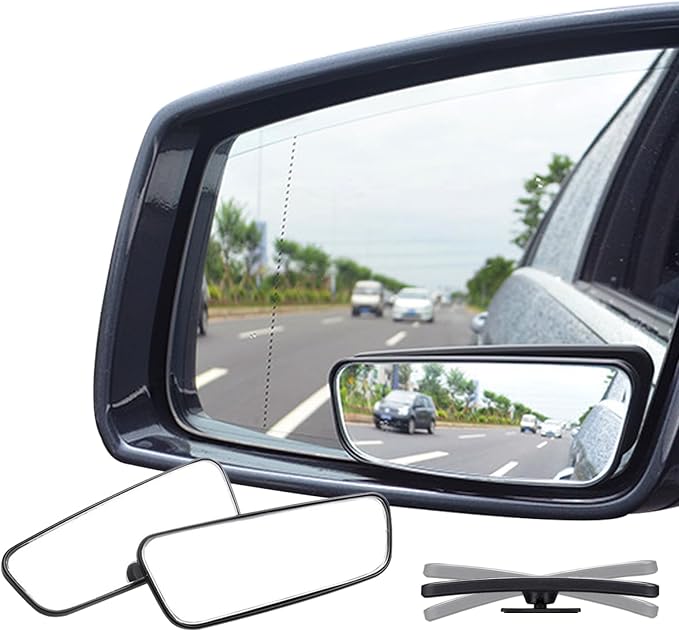 Rectangle Blind Spot Mirror, HD Glass ABS Housing Convex Wide Angle Rearview Blindspot Car Mirror for Car SUV and Truck (Framed, Pack of 2)