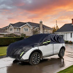 Half Car Cover All Weather Car Body Cover for All Season Sunshade Cover Snow Cover Waterproof 210D Polyester with Cotton (Fit SUV)