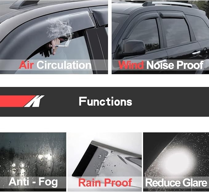 4pcs Original Shatterproof Side Window Wind Deflectors for 02-06 Trailblazer Ext,Outside Mount Rain Guards Sets,Window Visor for Cars,Vent Deflector for 02-06 Trailblazer EXT&Envoy XL/XUV 94240