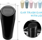 Car Trash Can Bin with Lid, Leakproof Auto Cup Holder Garbage Bin Multipurpose Storage Organizer, Mini Portable Dustbin Side Door Garbage Can for Vehicle Home Office (Black)