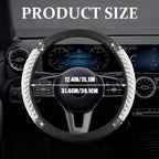 Bling Soft Leather Steering Wheel Cover, Steering Wheel Protector, 15 Inch Rhinestones Car Elastic Protector with Crystal Diamond for Women Girls, Car Accessory for Vehicles (White)